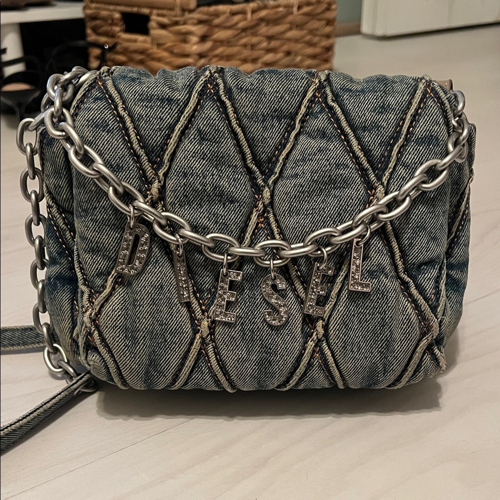 Diesel Denim Quilted Crossbody Bag